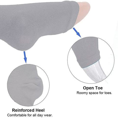 Overt Compression Zipper Socks - Knee High Zip, Open Toe & Solid Color Socks for Leg Support & Pain Relief - Gray Overt Compression Zipper Socks - Knee High Zip, Open Toe & Solid Color Socks for Leg Support & Pain Relief - Gray