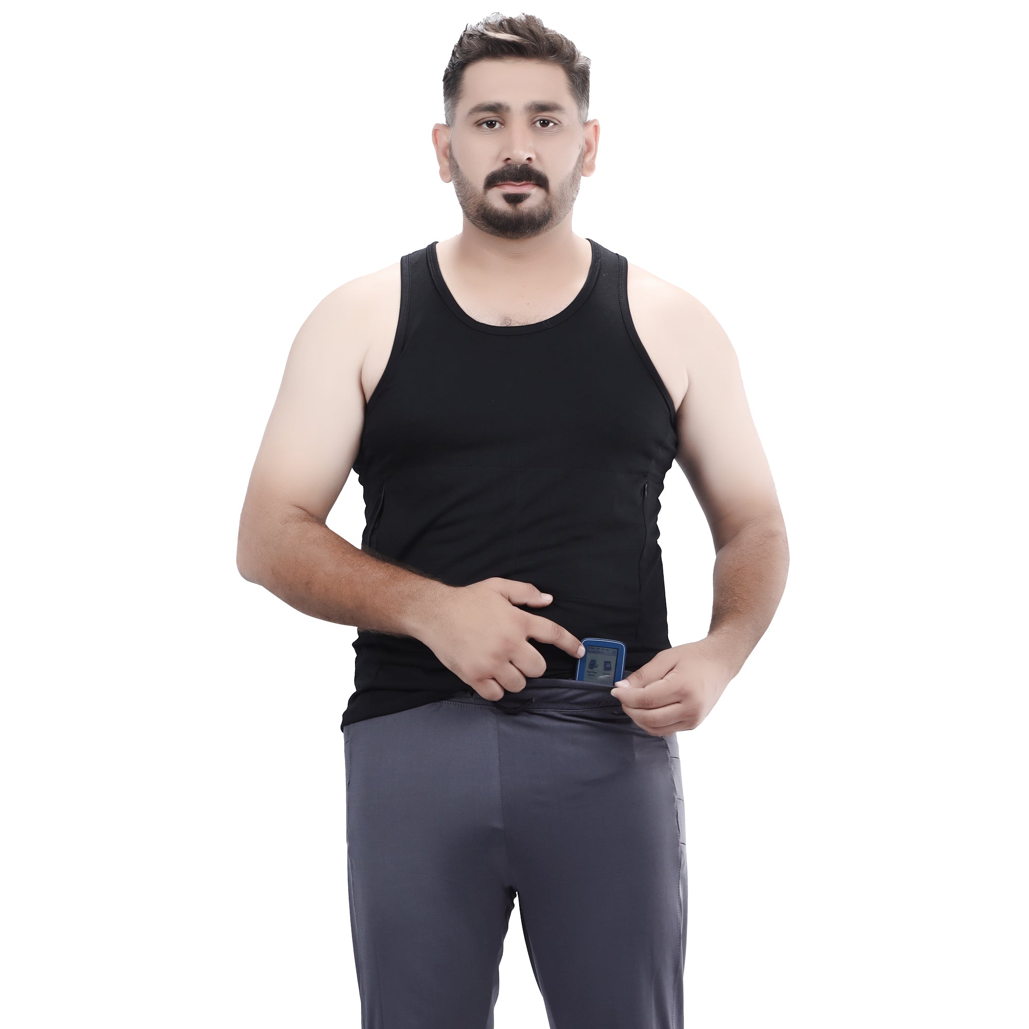 Overt Men's Work-It-Out Active Tank Top with Special Pockets for Insulin Pump Users