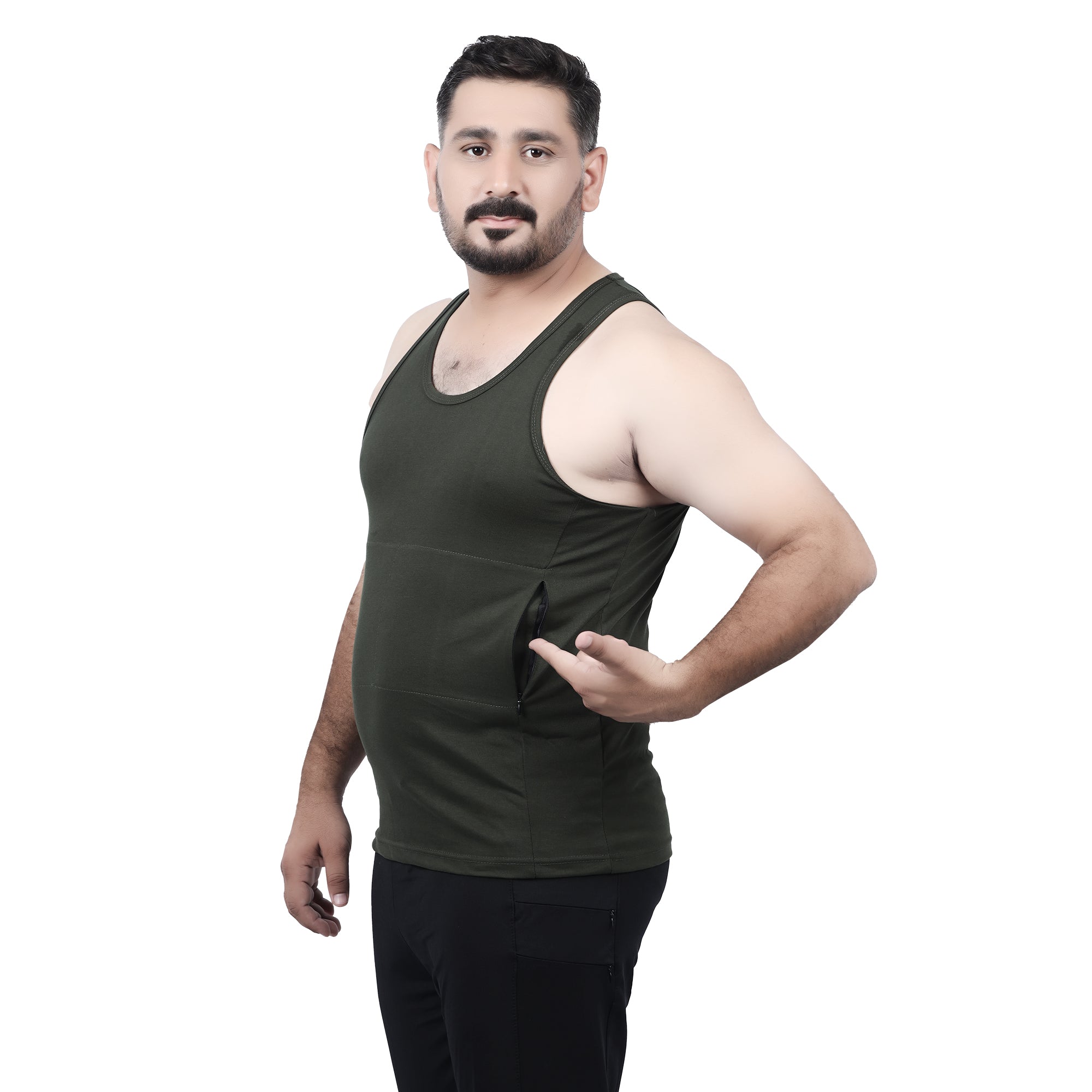 Overt Men's Work-It-Out Active Tank Top with Special Pockets for Insulin Pump Users