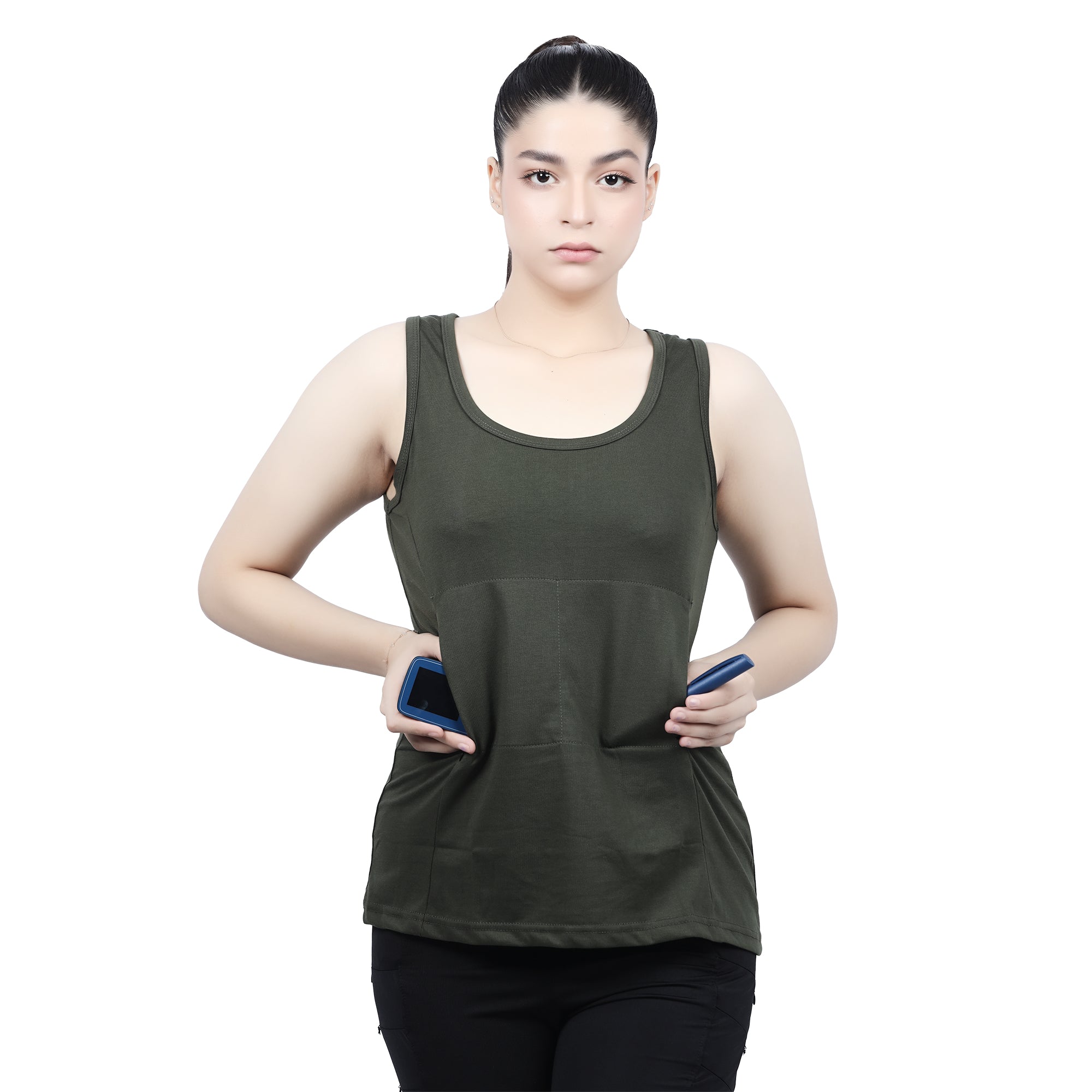 Overt Women's Work-It-Out Active Tank Top with Special Pockets for Insulin Pump Users