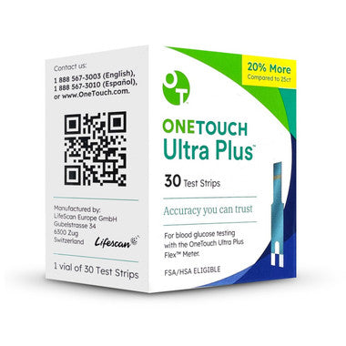 One Touch Ultra Plus 30 Test Strips For Glucose Care by LifeScan, Inc. available at Diabetic Pro