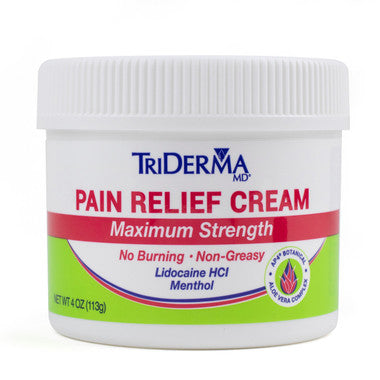TriDerma Pain Relief Cream with Lidocaine & Menthol Jar 4 oz by TriDerma available at Diabetic Pro