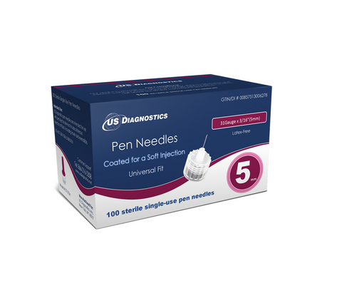 USD Pen Needles  31 Gauge x 3/16 (5mm) 100 Ct For GLucose Care