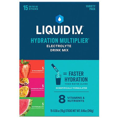 Colorful variety pack of non-GMO electrolyte drink mixes