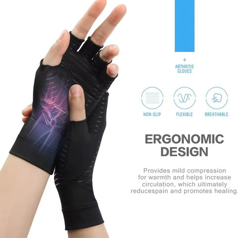 Overt Compression Gloves, Copper Arthritis Gloves, Support for Men & Women