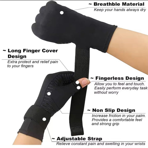 Overt Compression Gloves, Copper Arthritis Gloves, Support for Men & Women