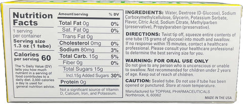 Gluco-To-Go 15 Oral Glucose Gel - 3 Pack - Lemon - Lemon