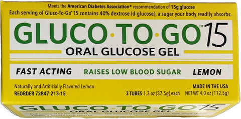Gluco-To-Go 15 Oral Glucose Gel - 1 Pack - Lemon - Lemon