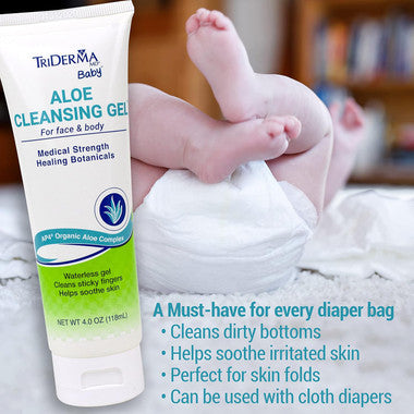 TriDerma Baby Aloe Cleansing Gel for Face and Body – 4 oz & 8 oz