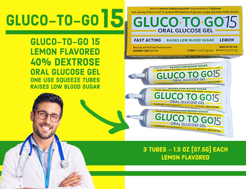 Gluco-To-Go 15 Oral Glucose Gel - 3 Pack - Lemon - Lemon