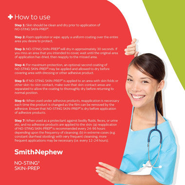 Smith Nephew No-Sting Skin Prep Protective Wipes Box of 50