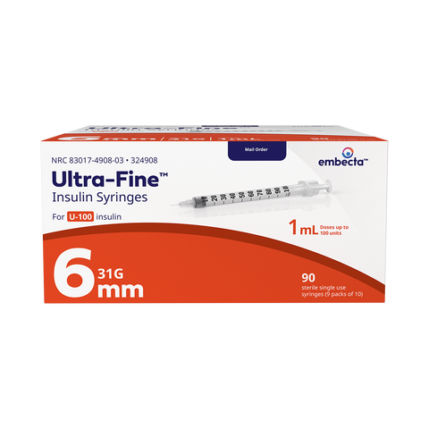BD Embecta VEO Ultra-Fine Syringes, 31G, 1cc, 6mm -90 Pack