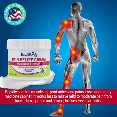 TriDerma Pain Relief Cream with Lidocaine & Menthol Jar 4 oz