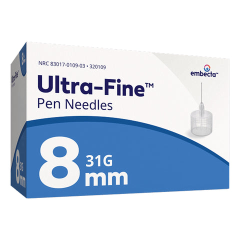 BD Embecta Ultra-Fine Mini Pen Needles 8MM 31 Gauge 5/16in [ 1 Box of 90 Ct ]