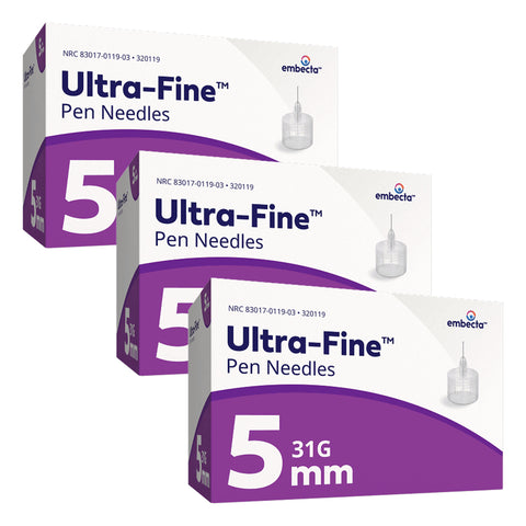 BD Embecta Ultra-Fine Mini Pen Needles 5MM 31 Gauge 3/16 inch [ 3 Box of 90 Ct ] #58320882