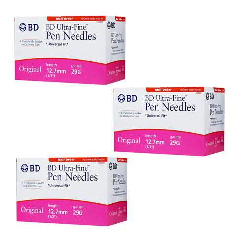 BD Ultra-Fine Pen Needles 29g 1/2in [ 3 Box of 90 Ct ]