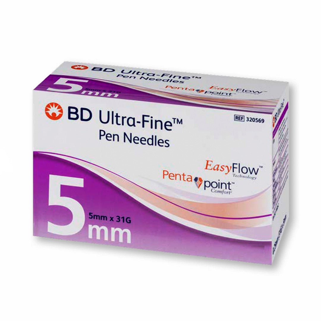 BD Ultra-Fine Mini Pen Needles 5MM 31 Gauge 3/16 inch [ 1 Box of 90 Ct ]