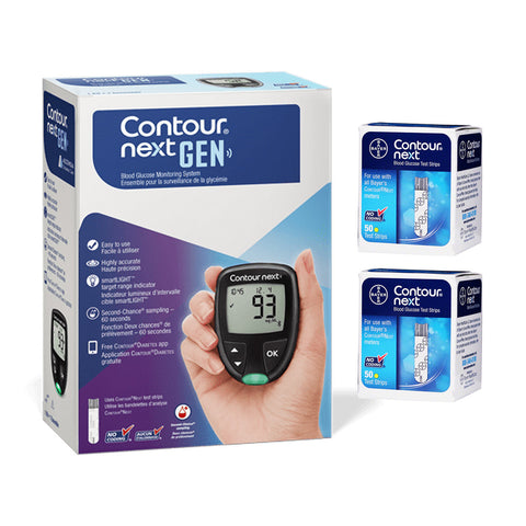 Ascensia Bayer Contour Next GEN Meter [+] NEXT 100 Test Strips For Glucose Care