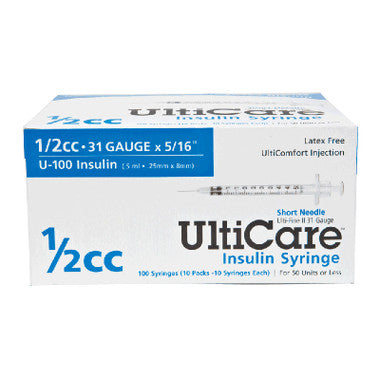 Ultimed Short Needle Insulin Syringe 31g X 5/16", 1/2 ML -100 Ct by Ultimed available at Diabetic Pro