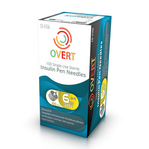 Overt Universal Fit, Tri Beveled Pen Needle - 31G 6mm 100 ct. By Curative Diagnostics