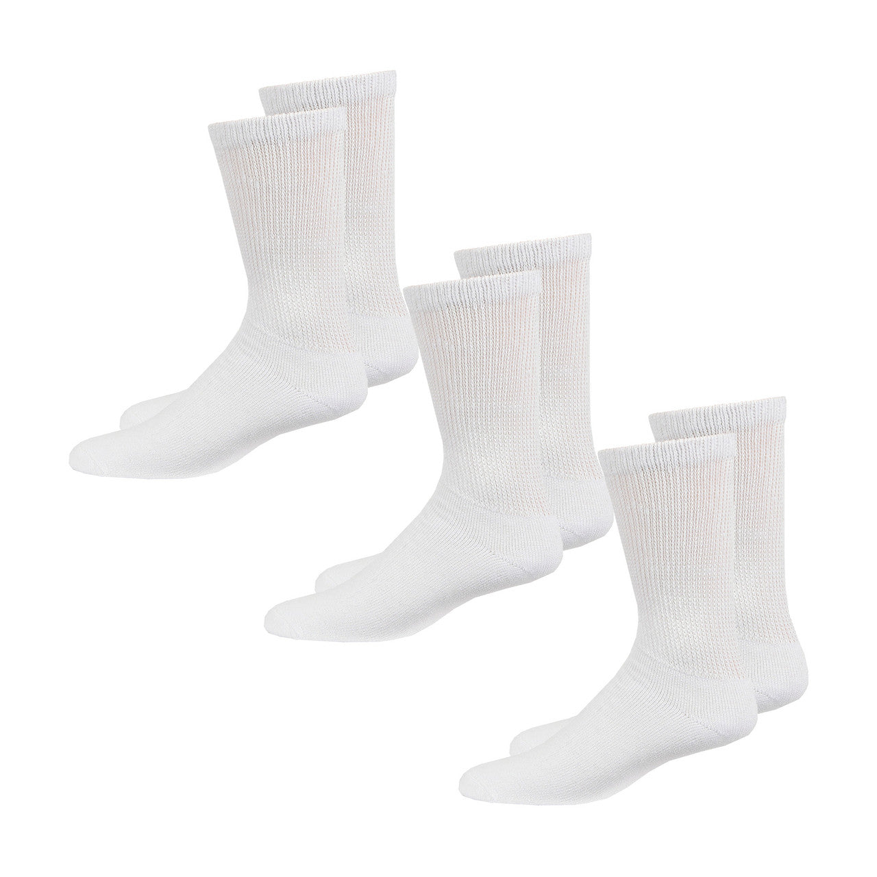 Overt Diabetic Cotton Blend Crew Socks for Optimal Circulatory Flow, White 3 Pair- Size 10-13 By Curative Diagnostics