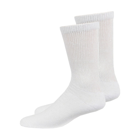 Overt Diabetic Cotton Blend Crew Socks for Optimal Circulatory Flow, White 3 Pair- Size 10-13 By Curative Diagnostics