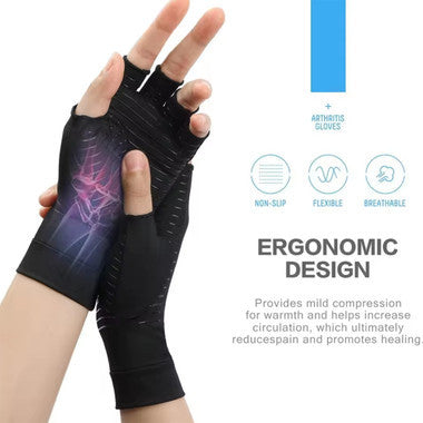 Overt Compression Gloves, Copper Arthritis Gloves, Support for Men & Women