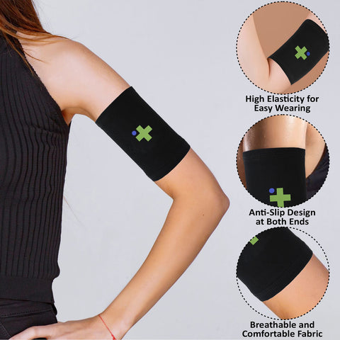 Overt Diabetic Sensor Armband - Fits All CGM Devices - Protects Continuous Glucose Monitor During Exercise - Replaces Adhesive Patches - Water Resistant & Sweatproof - Kids & Adults - Colour Large Band [4 pack] By Curative Diagnostics