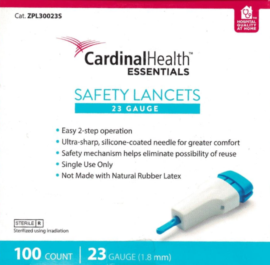 Cardinal Health ReliaMed Safety Lancet 23G Disposable For GLucose Care