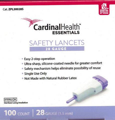 Cardinal Health ReliaMed Safety Lancet 28G Disposable For GLucose Care