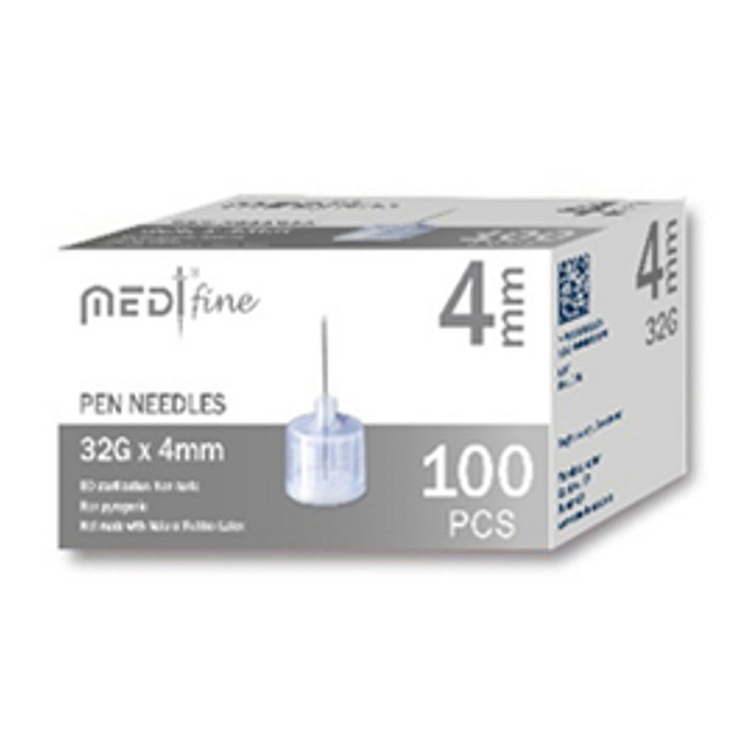 MedtFine Pen Needles 32G 4mm 100 Ct. For Glucose Care