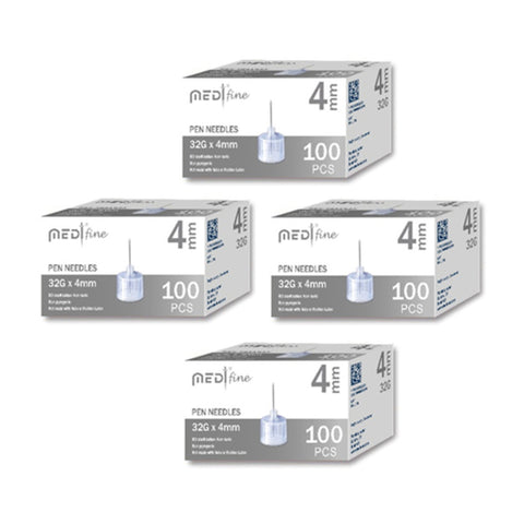 MedtFine Pen Needles 32G 4mm [400 Ct] For Glucose Care