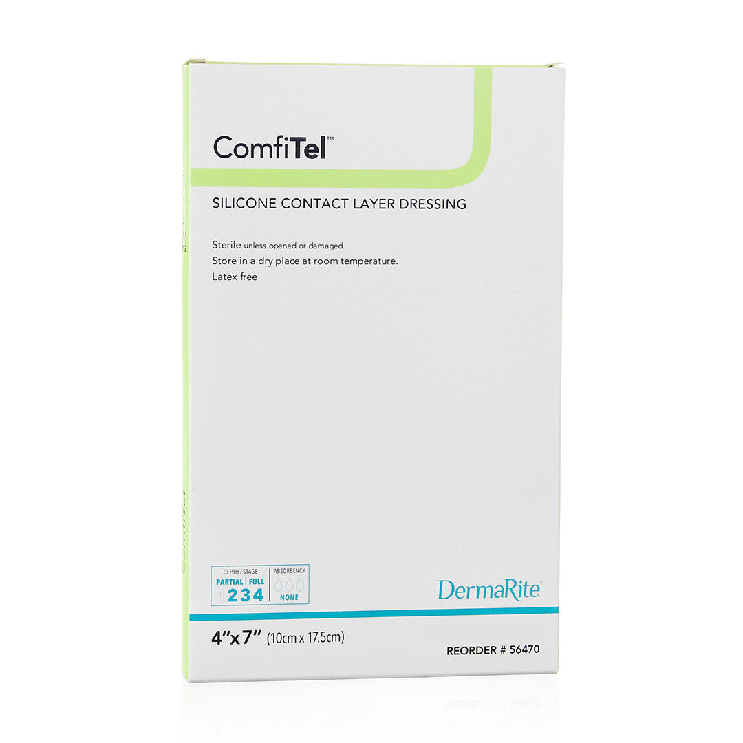 Comfitel Silicone Contact Layer Dressing, 4" X 7" [ 10 Pack ]