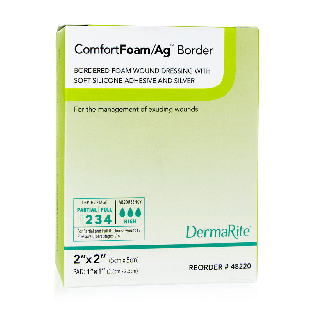 Comfortfoam Ag Silicone Foam Border Dressing, 2" X 2"