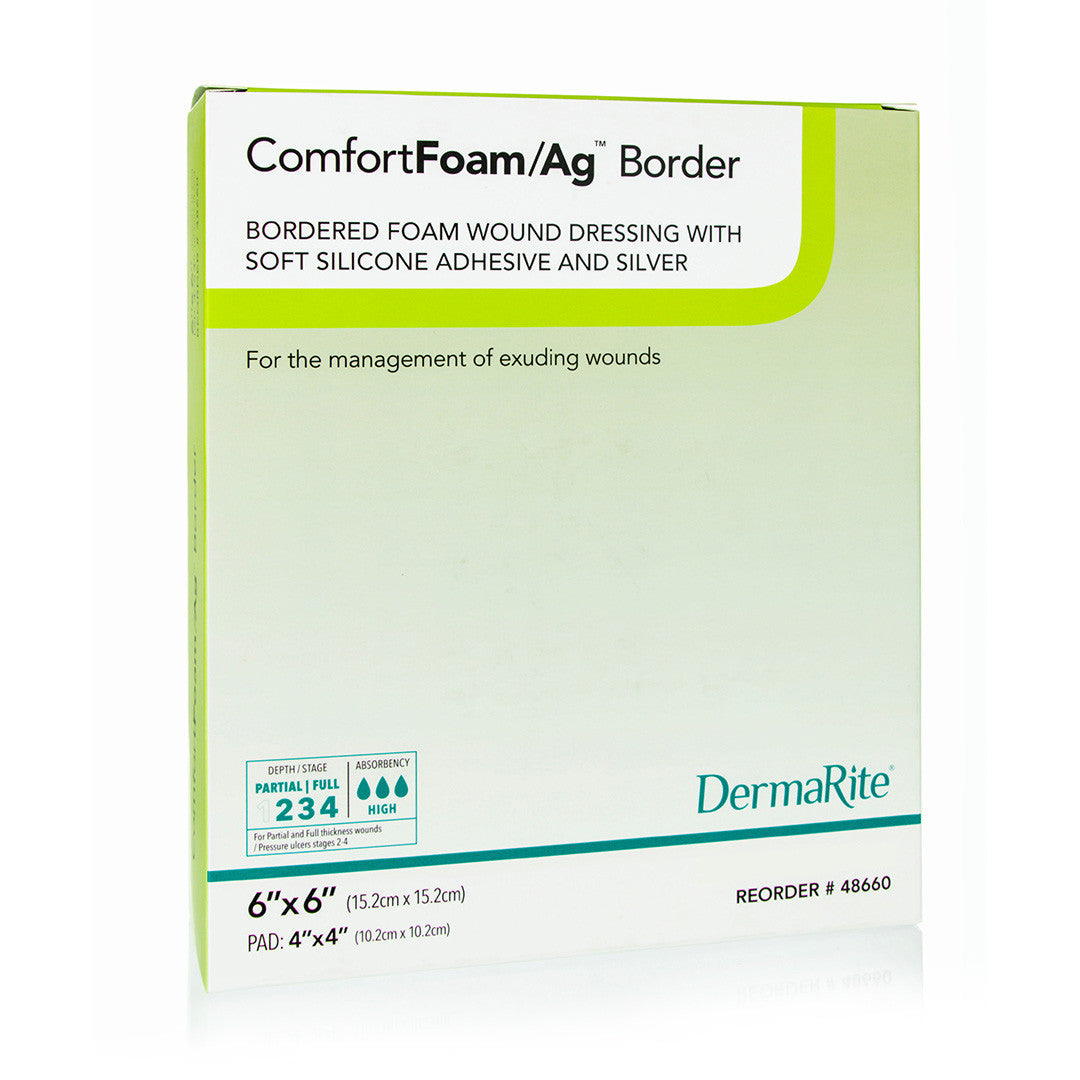 Comfortfoam Ag Silicone Foam Border Dressing, 6" X 6"