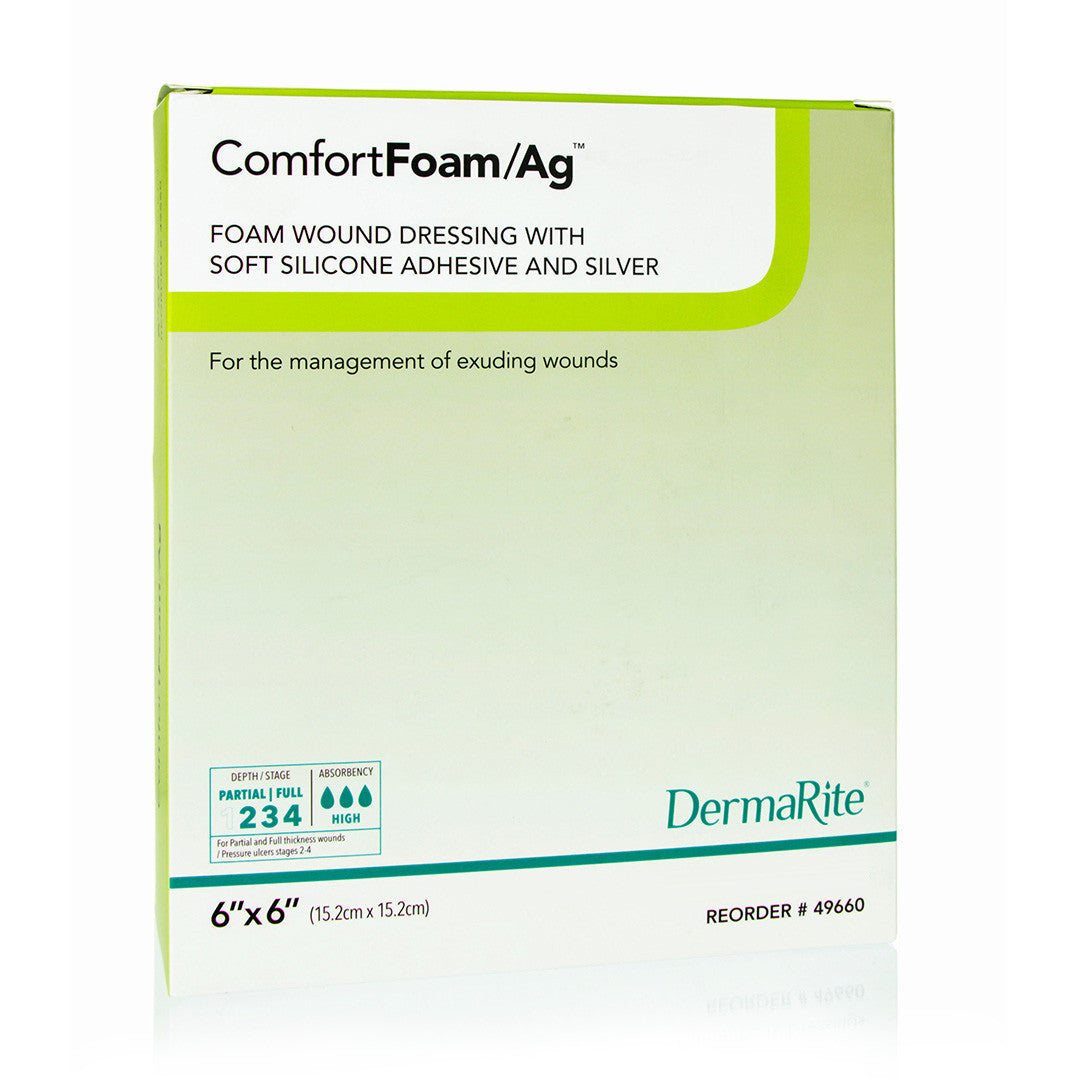 Comfortfoam Ag Silicone Foam Non-border Dressing, 6" X 6"