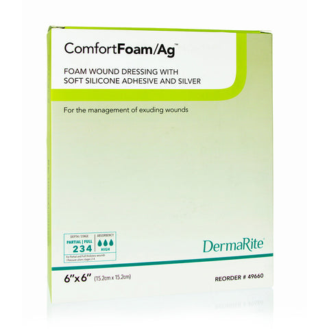 Comfortfoam Ag Silicone Foam Non-border Dressing, 6" X 6"