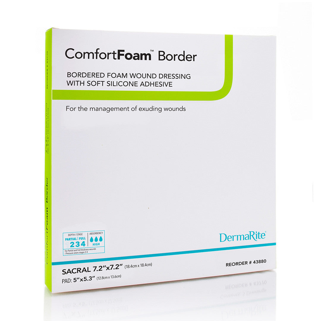 Comfortfoam Border Foam Wound Dressing With Soft Silicone Adhesive, Sm. Sacral, 7.2" X 7.2"