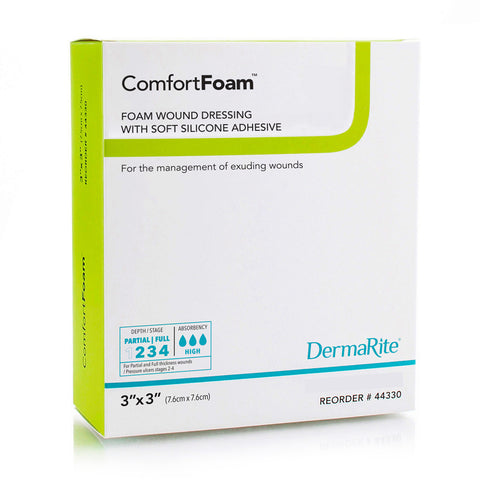 Comfortfoam Silicone Foam Border Lite Dressing, 3" X 3" [ 10 Pack ]