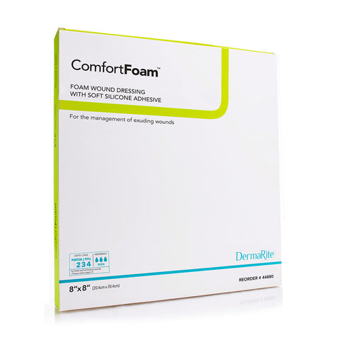 Comfortfoam No Border Silicone Foam Wound Dressing, 8" X 8" [ 5 Pack ]