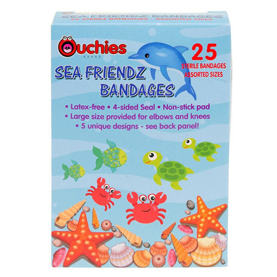 Cosrich Ouchies Sea Friendz Adhesive Bandages For Kids - 25 Ct Box