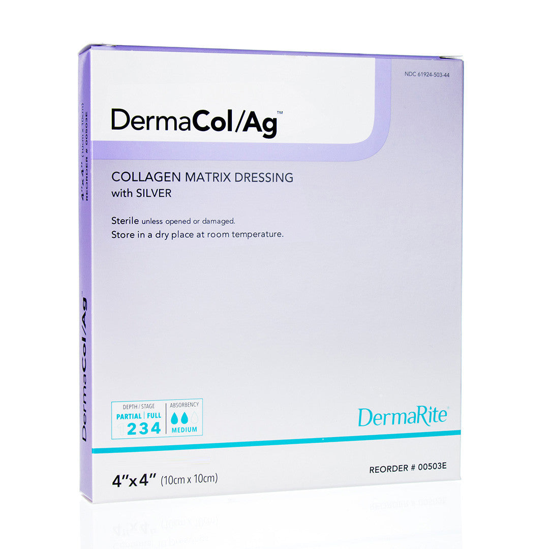 Dermacol Ag Collagen Matrix Wound Dressing With Silver, 4" X 4" [ 10 Pack ]