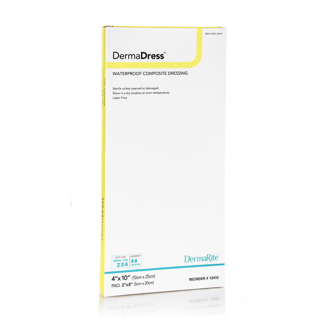 Dermadress Waterproof Composite Dressing, 4" X 10" [ 10 Pack ]