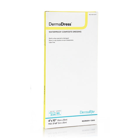 Dermadress Waterproof Composite Dressing, 4" X 10" [ 10 Pack ]