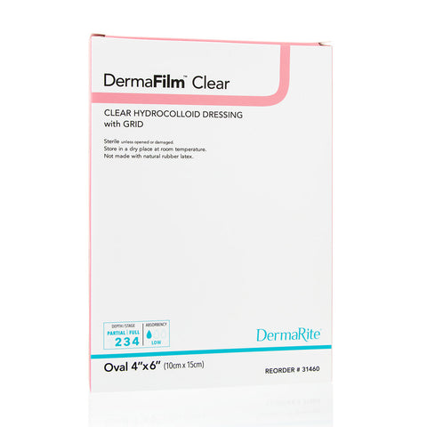 Dermafilm Hydrocolloid Wound Dressing, X-thin Oval, 4" X 6"