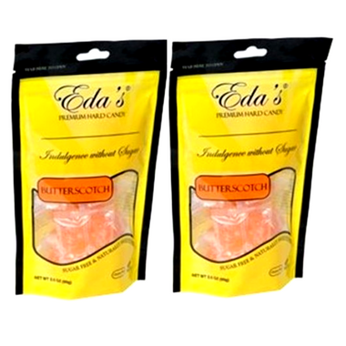 Two-pack of Eda's sugar-free butterscotch hard candy bags