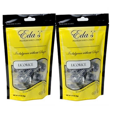 Two-pack of Eda's sugar-free licorice hard candy bags