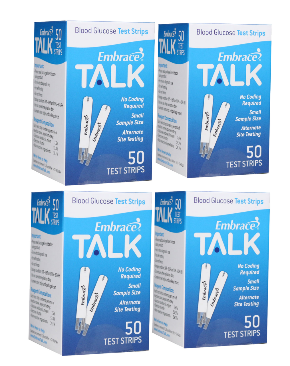 Embrace Blood Glucose Meter & Test Strips Bundle - 200 Test Strips, Talking Monitor