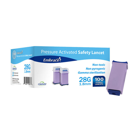 Embrace® Safety Lancets 28g - 1.8mm 100 ct.