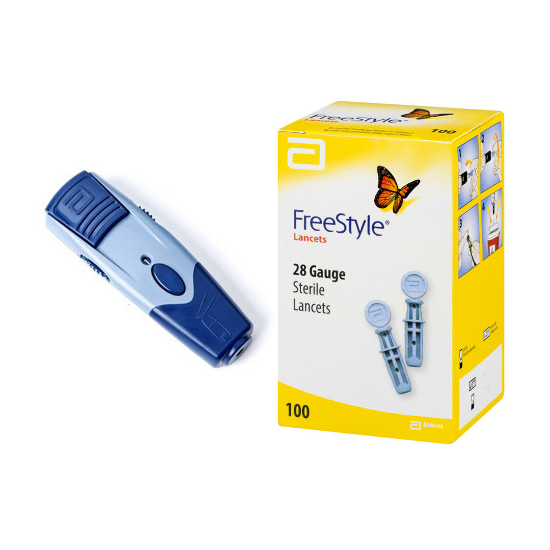 Freestyle Lancing Device ( BLUE ) With Freestyle Lancets For Glucose Care